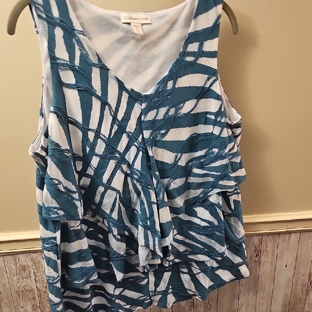 🟠Coldwater Creek Blue and White Women's Top